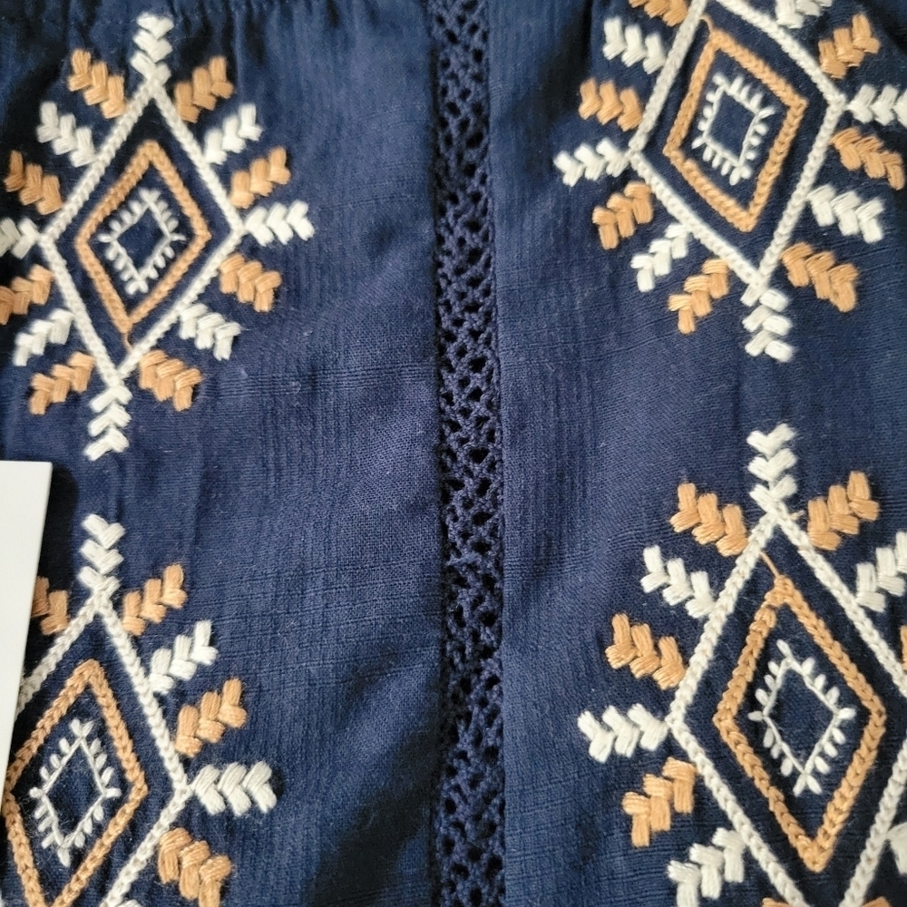 MISS ME Embroidered Ruffle Trim Mini Dress,  sleeveless SZ L NWT - Picture 9 of 12
